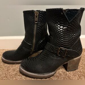 FREEBIRD Carlito black snake women’s boots. Size 8, NEVER WORN.